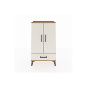 Arges Komodin 3 Raflı Tek Çekmeceli 2 Kapaklı 60x30x106 Çam-aytaşı