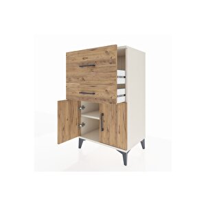 Hyperion Komodin Tek Raflı 2 Çekmeceli 2 Kapaklı 60x44x106 Aytaşı-çam