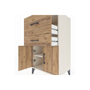 Hyperion Komodin Tek Raflı 2 Çekmeceli 2 Kapaklı 60x44x106 Aytaşı-çam