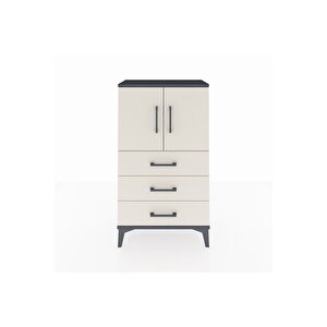 Arges Komodin 2 Raflı 3 Çekmeceli 2 Kapaklı 60x30x106 Antrasit-aytaşı