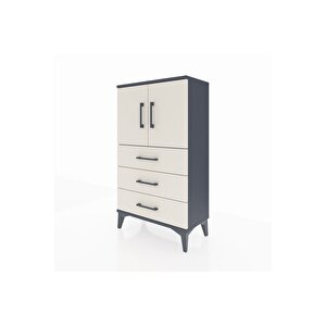 Arges Komodin 2 Raflı 3 Çekmeceli 2 Kapaklı 60x30x106 Antrasit-aytaşı
