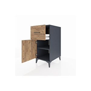 Kronos Komodin Tek Raflı Tek Çekmeceli Tek Kapaklı 44x59x96 Antrasit-çam