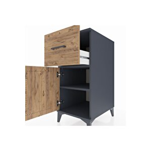 Kronos Komodin Tek Raflı Tek Çekmeceli Tek Kapaklı 44x59x96 Antrasit-çam