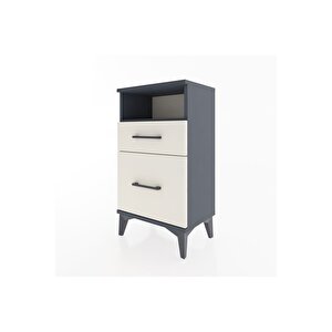 Arges Komodin Tek Raflı 2 Çekmeceli 44x30x80 Antrasit-aytaşı