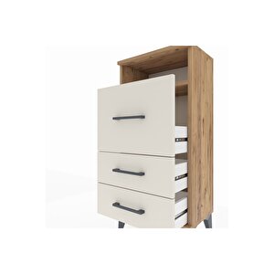 Arges Komodin Tek Raflı 3 Çekmeceli 44x30x96 Çam-aytaşı