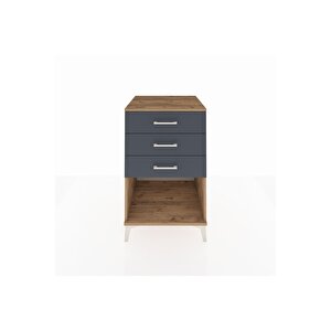 Kronos Komodin 3 Çekmeceli 60x59x96 Çam-antrasit