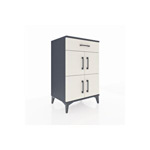 Hyperion Komodin Tek Raflı Tek Çekmeceli 4 Kapaklı 60x44x96 Antrasit-aytaşı