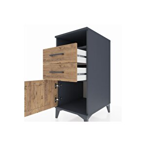 Kronos Komodin Tek Raflı 2 Çekmeceli Tek Kapaklı 44x59x96 Antrasit-çam