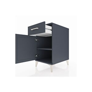 Kronos Komodin Tek Raflı Tek Çekmeceli Tek Kapaklı 44x59x80 Antrasit-antrasit