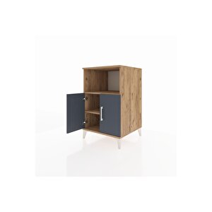 Kronos Komodin 2 Raflı 2 Kapaklı 60x59x96 Çam-antrasit