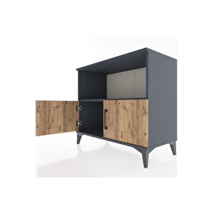 Hyperion Şifonyer Tek Raflı 2 Kapaklı 88x44x80 Antrasit-çam