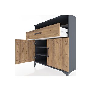 Hyperion Şifonyer 2 Raflı Tek Çekmeceli 2 Kapaklı 88x44x96 Antrasit-çam