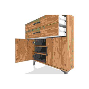 Hyperion Şifonyer 2 Raflı 2 Çekmeceli 2 Kapaklı 88x44x96 Çam-çam