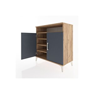 Hyperion Şifonyer 4 Raflı 2 Kapaklı 88x44x96 Çam-antrasit