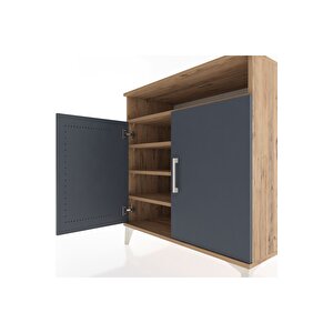 Hyperion Şifonyer 4 Raflı 2 Kapaklı 88x44x96 Çam-antrasit