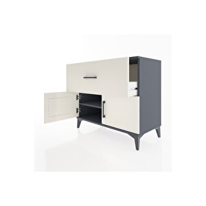 Hyperion Şifonyer Tek Raflı Tek Çekmeceli 2 Kapaklı 88x44x80 Antrasit-aytaşı