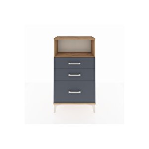 Arges Komodin Tek Raflı 3 Çekmeceli 60x30x106 Çam-antrasit
