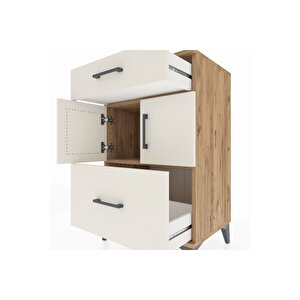 Hyperion Komodin Tek Raflı 2 Çekmeceli 2 Kapaklı 60x44x96 Çam-aytaşı