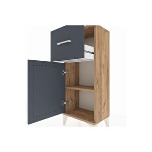 Arges Komodin Tek Raflı Tek Çekmeceli Tek Kapaklı 44x30x106 Çam-antrasit