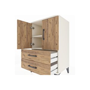 Hyperion Komodin 2 Raflı 2 Çekmeceli 2 Kapaklı 60x44x96 Aytaşı-çam