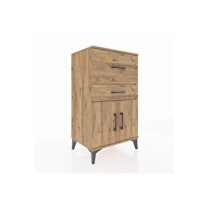 Hyperion Komodin Tek Raflı 2 Çekmeceli 2 Kapaklı 60x44x106 Çam-çam