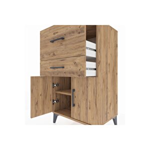 Hyperion Komodin Tek Raflı 2 Çekmeceli 2 Kapaklı 60x44x106 Çam-çam