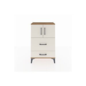 Arges Komodin Tek Raflı 2 Çekmeceli 2 Kapaklı 60x30x96 Çam-aytaşı