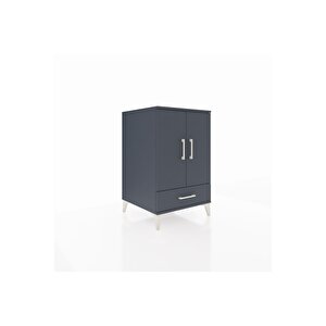 Kronos Komodin 3 Raflı Tek Çekmeceli 2 Kapaklı 60x59x96 Antrasit-antrasit