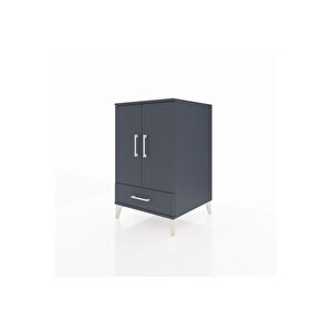 Kronos Komodin 3 Raflı Tek Çekmeceli 2 Kapaklı 60x59x96 Antrasit-antrasit