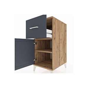 Kronos Komodin Tek Raflı Tek Çekmeceli Tek Kapaklı 44x59x96 Çam-antrasit