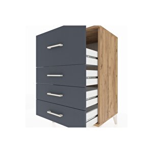 Hyperion Komodin 4 Çekmeceli 60x44x96 Çam-antrasit