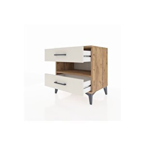 Hyperion Komodin Tek Raflı 2 Çekmeceli 60x44x64 Çam-aytaşı