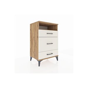 Hyperion Komodin Tek Raflı 3 Çekmeceli 60x44x96 Çam-aytaşı