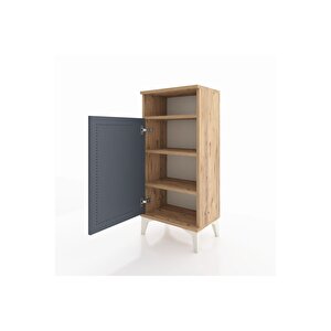 Arges Komodin 3 Raflı Tek Kapaklı 44x30x96 Çam-antrasit