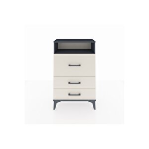 Arges Komodin Tek Raflı 3 Çekmeceli 60x30x96 Antrasit-aytaşı