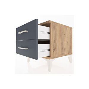 Hyperion Komodin 2 Çekmeceli 44x44x48 Çam-antrasit