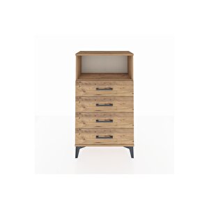 Arges Komodin Tek Raflı 4 Çekmeceli 60x30x106 Çam-çam