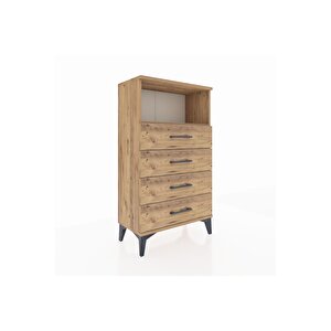 Arges Komodin Tek Raflı 4 Çekmeceli 60x30x106 Çam-çam