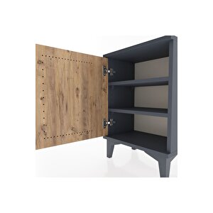 Arges Komodin 2 Raflı Tek Kapaklı 44x30x64 Antrasit-çam