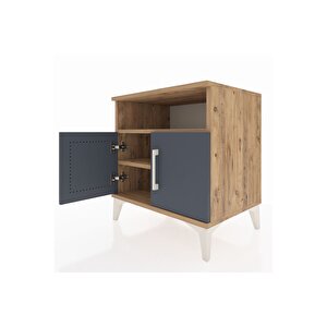 Hyperion Komodin 2 Raflı 2 Kapaklı 60x44x64 Çam-antrasit