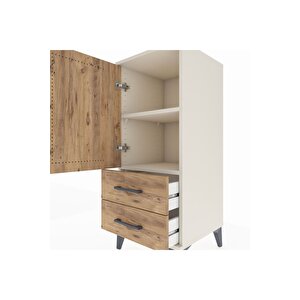 Hyperion Komodin 2 Raflı 2 Çekmeceli Tek Kapaklı 44x44x106 Aytaşı-çam