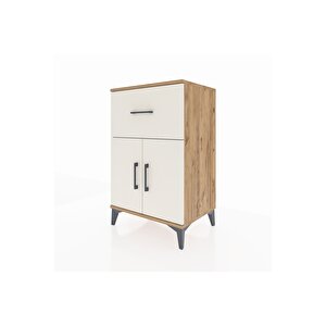 Hyperion Komodin Tek Raflı Tek Çekmeceli 2 Kapaklı 60x44x96 Çam-aytaşı