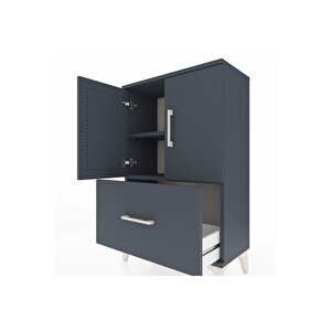 Arges Komodin 2 Raflı Tek Çekmeceli 2 Kapaklı 60x30x96 Antrasit-antrasit