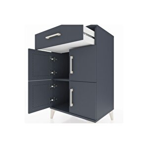 Hyperion Komodin Tek Raflı Tek Çekmeceli 4 Kapaklı 60x44x96 Antrasit-antrasit