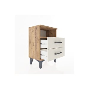 Arges Komodin Tek Raflı 2 Çekmeceli 44x30x64 Çam-aytaşı