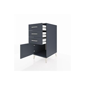 Kronos Komodin 3 Çekmeceli Tek Kapaklı 44x59x96 Antrasit-antrasit