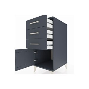 Kronos Komodin 3 Çekmeceli Tek Kapaklı 44x59x96 Antrasit-antrasit
