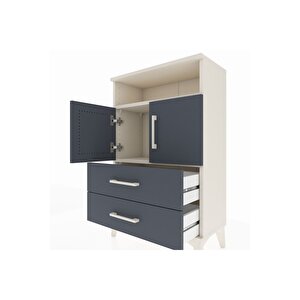 Arges Komodin 2 Raflı 2 Çekmeceli 2 Kapaklı 60x30x96 Aytaşı-antrasit