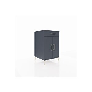 Kronos Komodin 2 Raflı Tek Çekmeceli 2 Kapaklı 60x59x96 Antrasit-antrasit