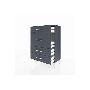 Arges Komodin 4 Çekmeceli 60x30x96 Antrasit-antrasit